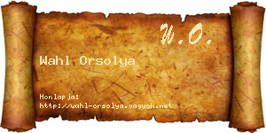 Wahl Orsolya névjegykártya